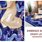 Ultra Soft Area Rug, Non Slip, Stain Resistant, Washable Area Rugs for Living Room, Bedroom, Whimsical Dragon Fantasy Motif(Blue)