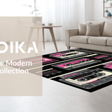 Ultra Soft Area Rug, Non Slip, Stain Resistant, Washable Area Rugs for Living Room, Bedroom, Charming Retro Rhythmic Design(Pink)