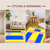 Ultra Soft Area Rug, Non Slip, Stain Resistant, Washable Area Rugs for Living Room, Bedroom, Eclectic Geometric Color Fusion(Yellow)