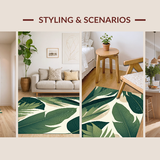 Ultra Soft Area Rug, Non Slip, Stain Resistant, Washable Area Rugs for Living Room, Bedroom, Soft Green Nature-Inspired Motif(Green)