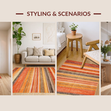 Ultra Soft Area Rug, Non Slip, Stain Resistant, Washable Area Rugs for Living Room, Bedroom, Chic Warm Tones Artful Arrangement(Orange)