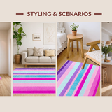 Ultra Soft Area Rug, Non Slip, Stain Resistant, Washable Area Rugs for Living Room, Bedroom, Bright Happy Textured Composition(Purple)