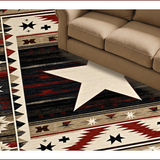Ultra Soft Area Rug, Non Slip, Stain Resistant, Washable Area Rugs for Living Room, Bedroom, Rustic Americana Star Themed(Red)