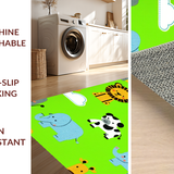 Ultra Soft Area Rug, Non Slip, Stain Resistant, Washable Area Rugs for Living Room, Bedroom, Charming Animal Themed Tapestry(Green)
