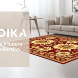 Ultra Soft Area Rug, Non Slip, Stain Resistant, Washable Area Rugs for Living Room, Bedroom, Warm Red Floral Harmony Style(Red)