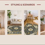 Ultra Soft Area Rug, Non Slip, Stain Resistant, Washable Area Rugs for Living Room, Bedroom, Elegant Gray Medallion Touch(Gray)