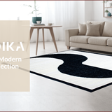 Ultra Soft Area Rug, Non Slip, Stain Resistant, Washable Area Rugs for Living Room, Bedroom, Bold Black and White Geometric(Black)