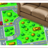 Ultra Soft Area Rug, Non Slip, Stain Resistant, Washable Area Rugs for Living Room, Bedroom, Interactive Roadway Exploration Theme(Green)