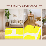 Ultra Soft Area Rug, Non Slip, Stain Resistant, Washable Area Rugs for Living Room, Bedroom, Contemporary Soft Shape Design(Yellow)