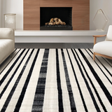 Ultra Soft Area Rug, Non Slip, Stain Resistant, Washable Area Rugs for Living Room, Bedroom, Black and White Striped Rug, Modern Design(Black)