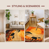 Ultra Soft Area Rug, Non Slip, Stain Resistant, Washable Area Rugs for Living Room, Bedroom, Bold Orange and Brown Palette(Orange)