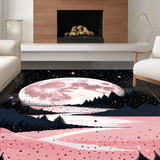 Ultra Soft Area Rug, Non Slip, Stain Resistant, Washable Area Rugs for Living Room, Bedroom, Celestial Floral Abstract Composition(Pink)