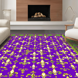 Ultra Soft Area Rug, Non Slip, Stain Resistant, Washable Area Rugs for Living Room, Bedroom, Festive Fleur de Lis Emblem(Purple)