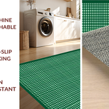 Ultra Soft Area Rug, Non Slip, Stain Resistant, Washable Area Rugs for Living Room, Bedroom, Elegant Checker Motif in Green(Green)