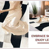 Ultra Soft Area Rug, Non Slip, Stain Resistant, Washable Area Rugs for Living Room, Bedroom, Neutral Ivory Black Carpet for Minimalist High Traffic Spaces(Black)