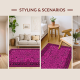 Ultra Soft Area Rug, Non Slip, Stain Resistant, Washable Area Rugs for Living Room, Bedroom, Eclectic Wild Texture with Modern Lines(Pink)