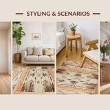 Ultra Soft Area Rug, Non Slip, Stain Resistant, Washable Area Rugs for Living Room, Bedroom, Trendy Neutral Floral Composition(Orange)