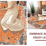 Ultra Soft Area Rug, Non Slip, Stain Resistant, Washable Area Rugs for Living Room, Bedroom, Trendy Faded Vintage Floral(Orange)