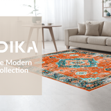 Ultra Soft Area Rug, Non Slip, Stain Resistant, Washable Area Rugs for Living Room, Bedroom, Whimsical Geometric Orange Design(Orange)