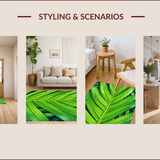 Ultra Soft Area Rug, Non Slip, Stain Resistant, Washable Area Rugs for Living Room, Bedroom, Tropical Leaf Velvet(Green)