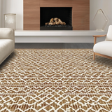 Ultra Soft Area Rug, Non Slip, Stain Resistant, Washable Area Rugs for Living Room, Bedroom, Warm Earth Tone Symmetrical Layout(Brown)