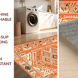 Ultra Soft Area Rug, Non Slip, Stain Resistant, Washable Area Rugs for Living Room, Bedroom, Dynamic Orange Geometric Shapes(Orange)
