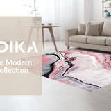 Ultra Soft Area Rug, Non Slip, Stain Resistant, Washable Area Rugs for Living Room, Bedroom, Artistic Marble-Inspired Decorative Piece(Pink)