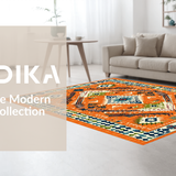 Ultra Soft Area Rug, Non Slip, Stain Resistant, Washable Area Rugs for Living Room, Bedroom, Vibrant Tribal Color Splash(Orange)