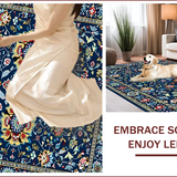 Ultra Soft Area Rug, Non Slip, Stain Resistant, Washable Area Rugs for Living Room, Bedroom, Elegant Geometric Floral Aesthetic(Blue)