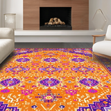 Ultra Soft Area Rug, Non Slip, Stain Resistant, Washable Area Rugs for Living Room, Bedroom, Vibrant Orange Tribal Aesthetic(Orange)