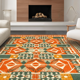 Ultra Soft Area Rug, Non Slip, Stain Resistant, Washable Area Rugs for Living Room, Bedroom, Artful Mid-Century Color Fusion(Orange)
