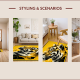 Ultra Soft Area Rug, Non Slip, Stain Resistant, Washable Area Rugs for Living Room, Bedroom, Eclectic Animal Motif Decor(Yellow)