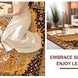 Ultra Soft Area Rug, Non Slip, Stain Resistant, Washable Area Rugs for Living Room, Bedroom, Vibrant Tree of Life Aesthetic(Gold)