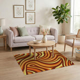 Abstract Area Vibrant Orange Swirl Abstract Area Rug
