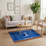 Football Field Blueprint Area Rug