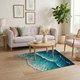Dynamic Ocean Waves Crashing on Beach Area Rug