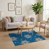 Intricate Snowflake Blue Area Rug
