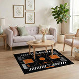 Basketball Court Geometric Orange Area Rug
