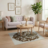 Ornate Gold Acanthus Leaf Medallion Rug