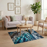 Na Pali Black Sand Waves Coastal Rug