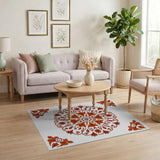 Intricate Orange Floral Mandala Rug