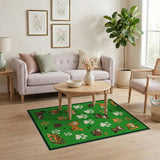 Whimsical Foxes Paw Prints Green Area Rug