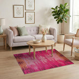 Vibrant Pink Orange Zigzag Geometric Area Rug