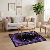 Purple Floral Butterfly Archway Rug