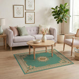 Ornate Teal Starburst Medallion Area Rug