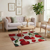 Fruit Pattern Red Vibrant Cherry Fruit Pattern Area Rug