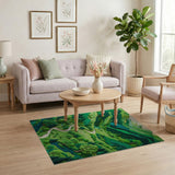 Lush Green Mountain Valley Area Rug