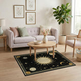 Celestial Gold Sun Moon Boho Area Rug