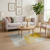 Yellow Abstract Wave Area Rug