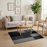 Modern Black White Geometric Block Geometric Modern Area Rug